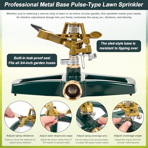 Sprinkler for Yard, Oscillating Lawn Sprinklers Adjustable Covera Model - Image 3