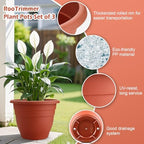 RooTrimmer 3-Pack 16 Inch Large Outdoor Plastic Plant Pots with Drainage Holes – Durable,Lightweight & Weather-Resistant Flower Planters for Patio,Garden,Balcony (Pottery Red) - Image 3