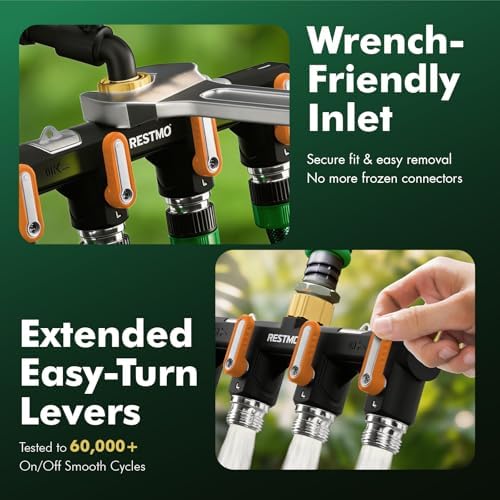 Restmo 4 Way Garden Hose Splitter Heavy Duty Full Metal Body - Image 4