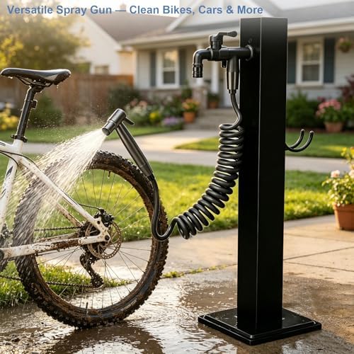 Outdoor Water Column with Faucet, Garden Water Column Freestanding with Spray Gun, Yard Hydrant Stainless Steel, Outdoor Water Spigot with Dual Inlet, for Irrigation Washing (37.4in-2pcs) - Image 2