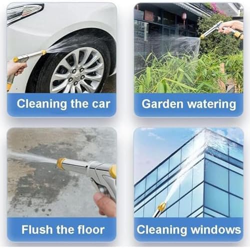 Hose Cart, Garden Hose Reel Trolley with Spray Nozzle, Wall Mounted/Portable Outdoor Stainless Steel Water Hose Planting Hose Reel 30m - Image 6