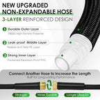 75FT Garden Hose Non-Expanding Flexible Water Hose With Sprayer Nozzle Lightweight Portable High Pressure Kink Resistant & Leakproof Durable Black Pipe For Garden Yard Lawn - Image 2