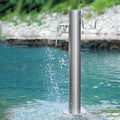 Floor Mounted Faucet Outdoor Water Pipe Vertical Fountain Irrigation Column,304 Stainless Steel Garden Water Column with Dual Faucet - Durable Freestanding Hose Stand, Anti-Freeze, 34x4in, I by Unknown