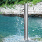 Floor Mounted Faucet Outdoor Water Pipe Vertical Fountain Irrigation Column,304 Stainless Steel Garden Water Column with Dual Faucet - Durable Freestanding Hose Stand, Anti-Freeze, 34x4in, I by Unknown