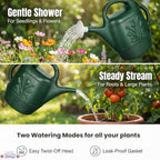 PMU 2 Gallon Watering Can - Garden Watering Can for Indoor & Outdoor Plants - Plastic Water Can with Detachable Sprinkler Head - Large Water Pot, Made in USA - Hunter Green Pkg/3 - Image 4
