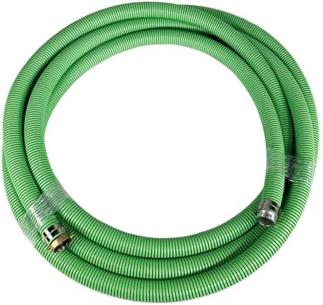 Gloxco Heavy Duty EPDM All Weather Suction Hose Assembly, Black Tube, Lime Green Helix, 2" Inside Diameter with Male x Female NPSM Pinlug Fittings Installed, 40 ft Length - Image 2