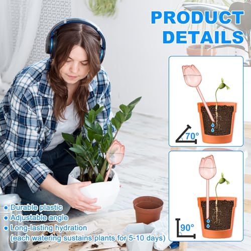 M METERXITY 4-Pack Plant Watering Globes, 9.4 Inch Plastic Self Watering Planter Insert for Indoor/Outdoor Plants, Self Water Devices [Champagne] - Image 4