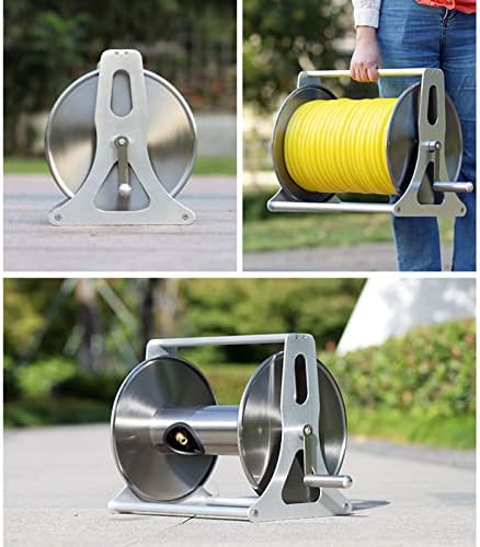 Garden Hose Reel, Wall Mounted or Portable Hose Holder, Stainless Steel Hose Organizer for Efficient Water Pipe Storage and Space Saving - Image 5