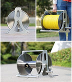 Garden Hose Reel, Wall Mounted or Portable Hose Holder, Stainless Steel Hose Organizer for Efficient Water Pipe Storage and Space Saving - Image 5
