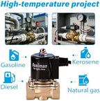 Waterproof Brass Electric Solenoid Valve 3/4" 12V DC Brass Normally Closed - Compatible with Water, Air, Diesel, Gas - Replaceable VITON Seal - Compact Direct Acting - Image 4