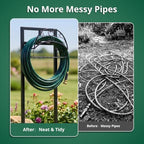 Black Garden Hose Holder Stand, Heavy Duty Freestanding Water Hose Storage Rack with 4 Anchor Spikes Nozzle Groove and Storage Basket Weather Resistant Iron Organizer for Yard Lawn Garden Farm Outdoor - Image 5