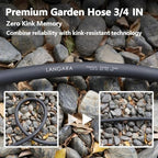 Heavy Duty Premium Garden Hose 75ft x 3/4", 300PSI Working, 1000PSI Burst, Hybrid Rubber Water Hose with Transparent Swivel Handle - Hot/Cold Water - Five Layered Braiding with Brass fittings (Black) - Image 4
