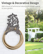 Cast Iron Garden Hose Holder Wall Mount, Rustic Heavy Duty Water Hose Hanger Storage Rack, Decorative Vintage Hose Reel Organizer for Outside Garden Yard Patio, Birds on Branch Design - Image 6