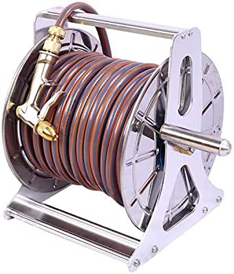 Stainless Steel Garden Hose Reel Heavy Duty,Stainless Steel Hand Crank Hose Reel,Metal Hose Reel,Wall/Floor Mounted Metal Water Hose Reel Retractable for Yard, Lawn, Farm,Patio by Unknown