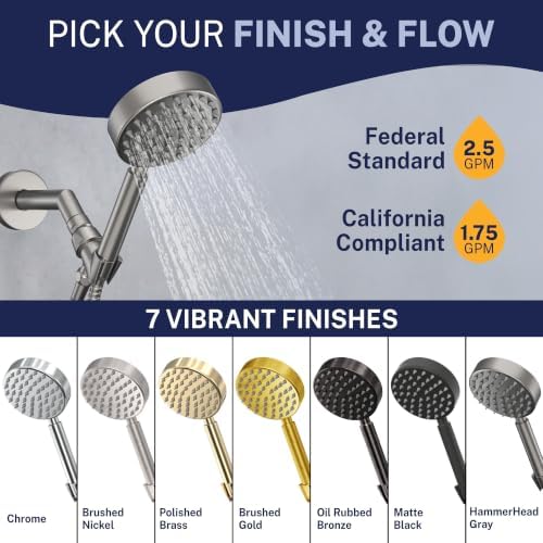 HammerHead Metal 1-Spray Shower Head with Handheld High Pressure, Long Hose - Image 7