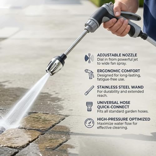 Pressure Washer, Adjustable High-Pressure Hose Nozzle for Car Washing, Garden Watering and Outdoor Cleaning，Foam Cannon + Metal 3-Way Connector - Image 2