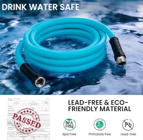 35FT RV Drinking Water Hose, 5/8" Food Grade Rubber Fresh Water Hose, Lead & BPA Free, Kink-Resistant, Leak-Free Potable Water Hose for RV, Camper, Trailer, Garden - Image 3
