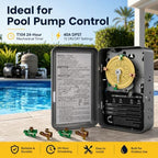 T104 Mechanical Timer Switch Replacement, 24-Hour Pool Timers for Pump - Image 2