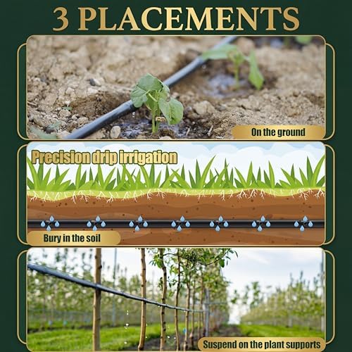 100 ft 1/4'' Drip Irrigation Tubing with 6" Emitter Spacing Black - Image 4