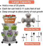 GameXcel Vertical Planter Tower - 4 Tier Stackable Garden Planters with Wheels and Tools Plant Pots for Strawberry Herb Flower and Vegetable Indoor Outdoor Use Gray 2 Pack - Image 5