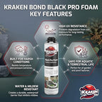 Kraken Bond Black Spray Waterfall Foam Sealant - (24x24oz) Expanding Polyurethane Pond Foam Sealer Black, UV Resistant Insulating Spray for Landscape & Exterior, Gun Use, Gun Included, 24 Pack - Image 2