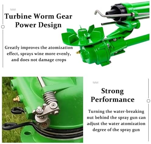 Farm Irrigation Sprinklers on Tripod Base, 2" Heavy Duty Big Gun Sprinkler for Large Area, 360° Automatic Rotation with 0°-48° Adjustable Elevation, Farmland Watering System with Flange Connection - Image 4