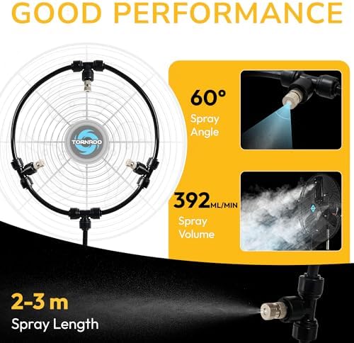Tornado 20 Inch Outdoor Misting Kit for Fan Cooling, Portable Mister System with 19.6FT Line & 8 Brass Nozzles for Patio, Party, Porch, Garden, Outdoor Fan Accessory - Image 5