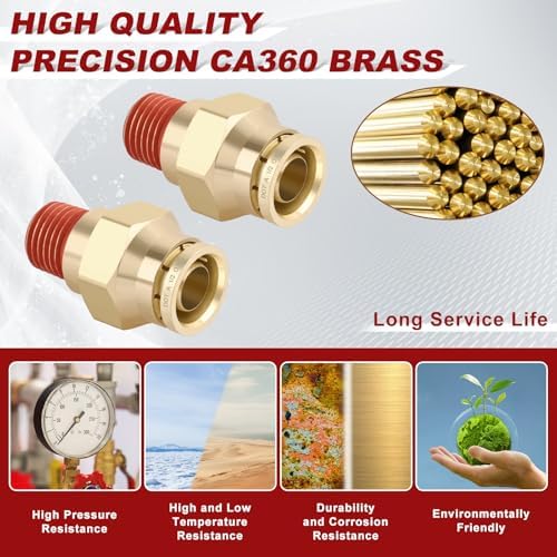 DOT Approved Male Straight Brass Union 1/2" Tube x 1/4" NPT, 10PCS - Image 2