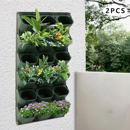 36 Pots Vertical Garden Planter Self Watering Vertical Wall Planter Wall-Mounted Stackable Hanging Planters for Indoor/Outdoor (Green) - Image 2