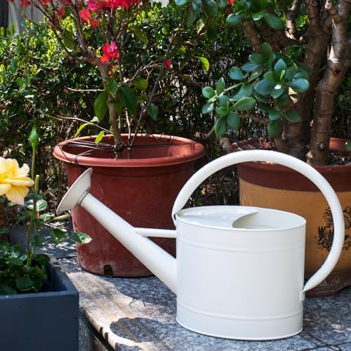 1.3 Gallon Matte Cream Metal Watering Can, Removable Spout - Image 4