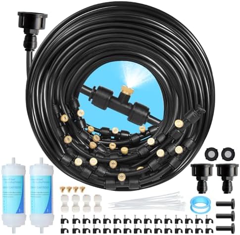 85FT Mister for Outside Patio Misting Cooling System, 85FT (26M) Misting Line+26 Brass Mist Nozzles+Water Filter, Outdoor Mister System for Garden Greenhouse Trampoline Waterparke by Eledom