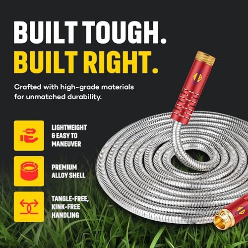 Stainless Steel Water Hose | Heavy Duty Metal Garden Hose with Nozzle | Kink Free, Anti Rust | Flexible and Lightweight Water Pipe for Gardening | Available in Different Sizes | HydroPro - Image 2