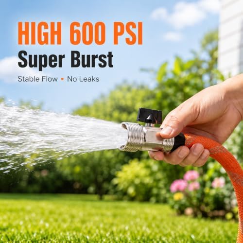 100 FT Garden Hose, Upgraded Lightweight Non-Expanding Water Hose, Flexible Kink-Resistant Design for All-Weather Use, Yard, RV and Car Washing, Orange - Image 4