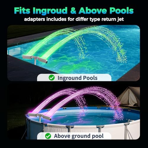 Pool Fountain 7-Color 4 Modes LED Lights for Above/Inground Pools, Dual Sprayer Sprinkler Waterfall Cool 20℉, Pool Lights w/Remote, Adjustable Height 16-22", Pool Accessories,Outdoor Decor(Gray) - Image 3