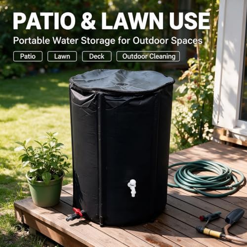 Collapsible Rain Barrel, Outdoor Rainwater Collection Storage Container (13.21, Gallons) - Image 4