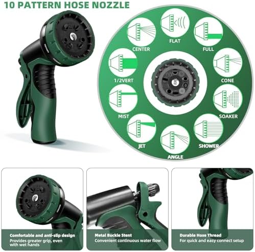 100 FT Expandable Garden Hose, Kink-Free Expanding Flexible Water Hose with 10 Function Spray Nozzle, 3/4" Solid Brass Fittings, 5-Layer Latex Core, 3750D Fabric, Leak-Proof Retractable Hose - Image 3