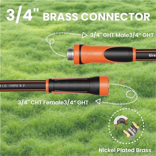 Giraffe Tools Garden Hose 50ft x 5/8",Lightweight Hybrid Hose with Swivel Handle and Short Leader Garden Hose 10 ft x 5/8",Heavy Duty&No-Kink,Leakroof Gardening Hose with Male to Female Fittings - Image 6