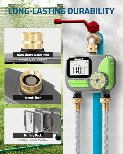 DEWENWILS 2-Zone Outdoor Hose Timer, Rain Delay & Manual Control for Lawn - Image 5