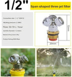 1/2"（DN15） Brass Mist Nozzle Thread Mist Nozzle for Lifting Garden Bed Backyard Outdoor Cooling System（Pack of 5） Span-Shaped Three-Jet Filter 5pcs - Image 4