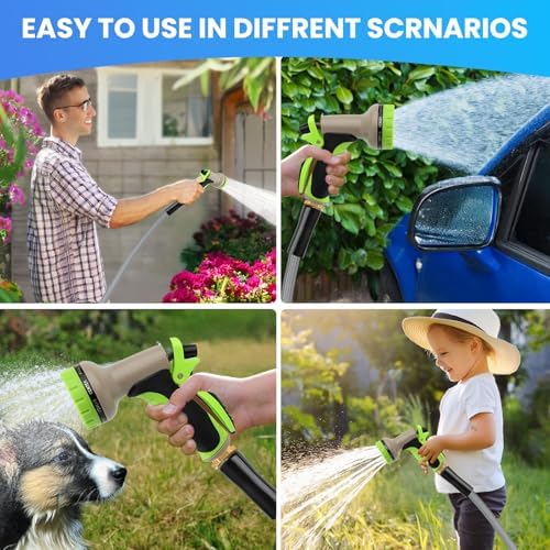 2025 Upgraded Garden Hose,And Carry Strap Non-Expanding Premium Quality Flexible Ultra-Light Water Hose with Fabric Skin Hose for Commercial Residential Use With 10 Spray Nozzle (100FT) - Image 6