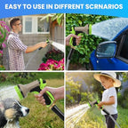 2025 Upgraded Garden Hose,And Carry Strap Non-Expanding Premium Quality Flexible Ultra-Light Water Hose with Fabric Skin Hose for Commercial Residential Use With 10 Spray Nozzle (100FT) - Image 6