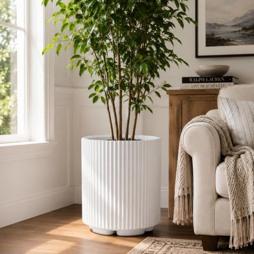 Kozyard Double-Layer Round Planter 16"H Plant Pots for Indoor Outdoor Porch - Image 3