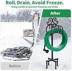 AMAGABELI GARDEN & HOME Hose Holder Reel for Outside Freestanding 150 Feet Christmas Gift Heavy Duty Metal Detachable Rustproof Hose Stand Hanger Decorative Hose Storage With Ground Stakes - Image 2