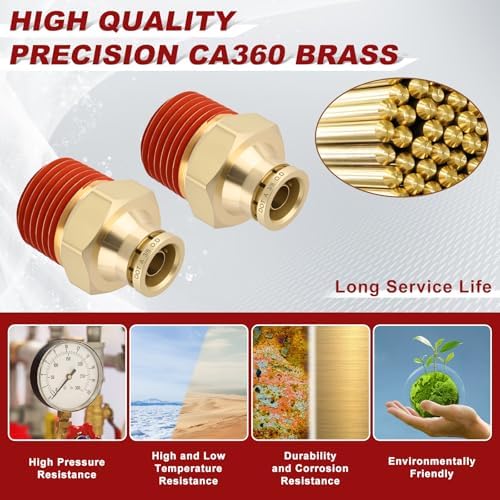 DOT Approved Male Straight Brass Union 3/8" Tube x 1/2" NPT, 10PCS - Image 2