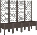 Garden Planter Box with Trellis Brown PP Rattan Look 63 Inch by Favemtsl
