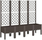 Garden Planter Box with Trellis Brown PP Rattan Look 63 Inch by Favemtsl