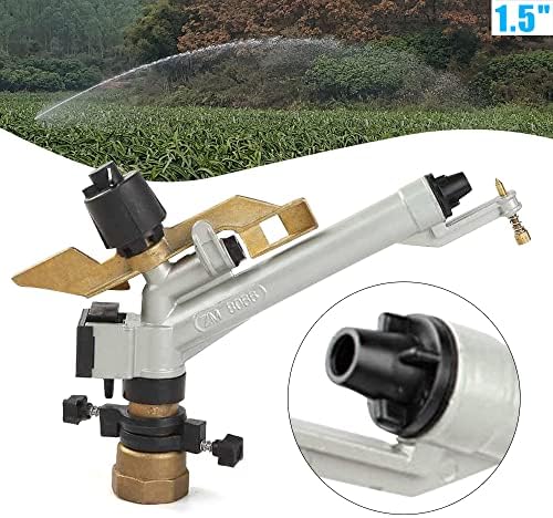 1.5" Impact Sprinkler Agriculture Irrigation Sprinkler 360° Adjustable Long Range Water Irrigation Spray Gun Tool Kit Large-Area Watering Sprinkler for Garden Farm Lawn - Image 2