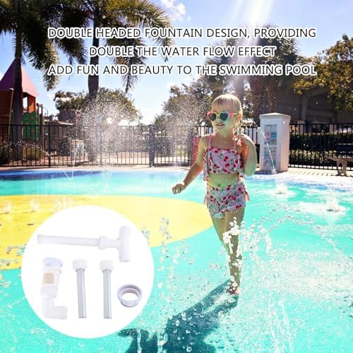 Pool Waterfall Fountain Spray, Outdoor Decors Water Feature, Adjustable Fun Sprinklers with 2 Fountain Head Double Spray Pool - Image 5