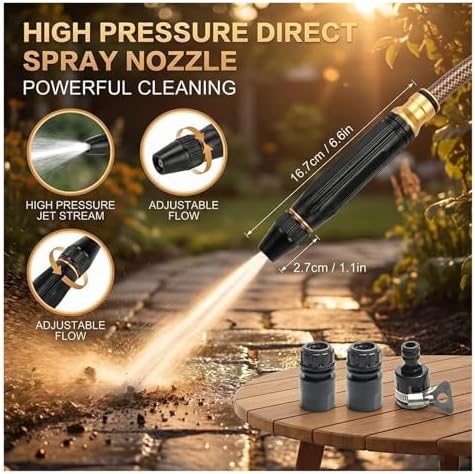 Heavy Duty Adjustable Hose Nozzle, 2026 High Pressure Jet Sweeper Spray Nozzle with Leak-Proof Design, Metal Garden Hose Sprayer for Car Wash, Lawn, Patio Cleaning, Garden(Black 2PCS) - Image 7