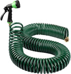 Therwen 75.5ft Recoil Garden Hose with 7 Pattern Nozzle, Green by Therwen